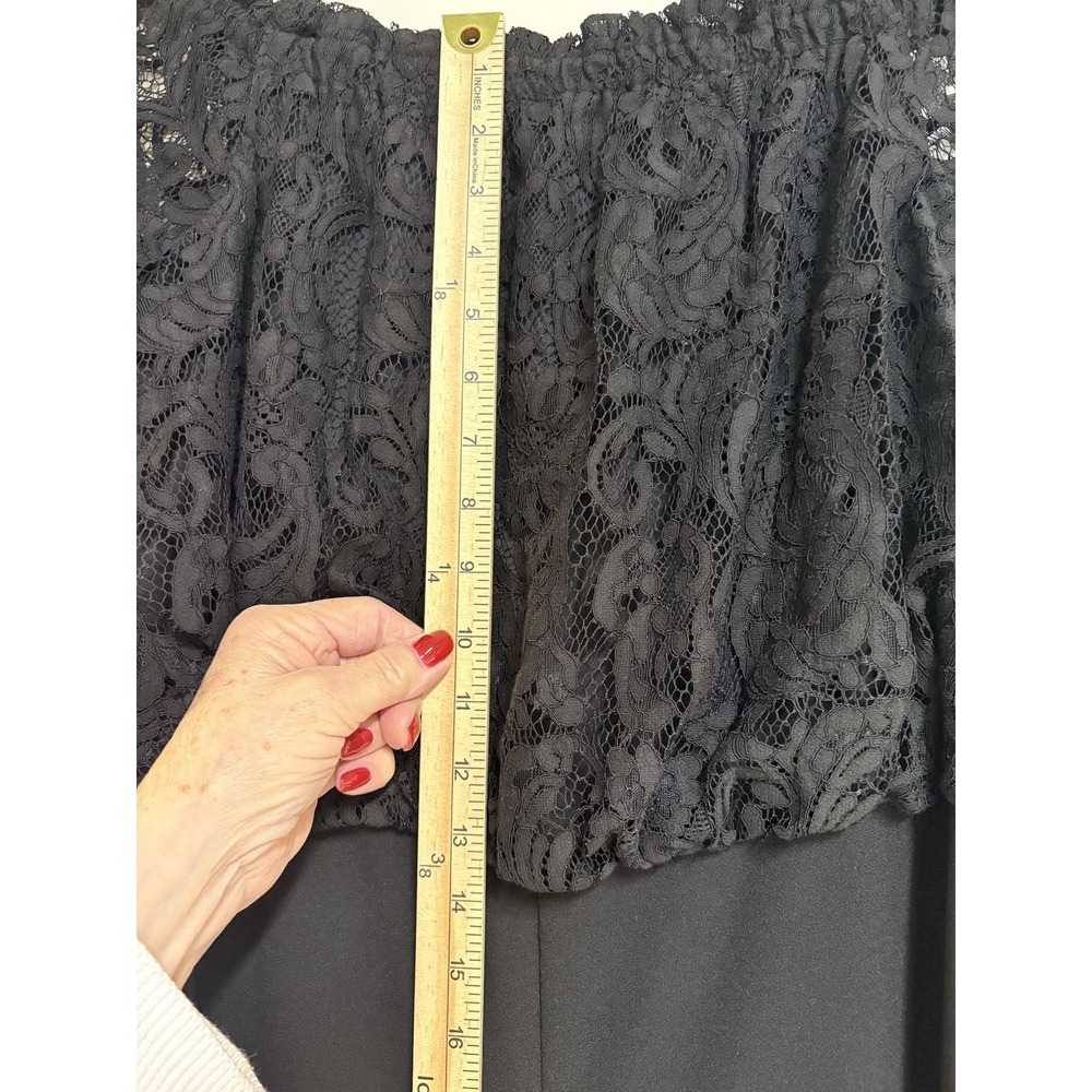 ADRIANNA PAPELL Black Off The Shoulder Lace Jumpsuit Size US XL NWOT - Picture 7 of 10